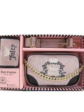 NWT Juicy Couture Heritage Slim Camera Bag and Card Case Gift Se